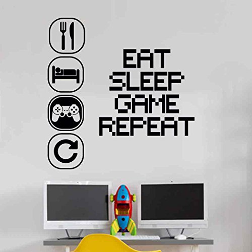 Eat Sleep Play Repeat Elija su juego de armas Mural de vinilo Etiqueta Vivero Niños Jugadores art adolescente vídeo juego mural