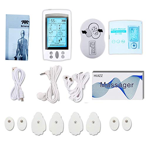Electroestimulador TENS y electroestimulación muscular, 16 Modos 2 Canales USB Recargable Masajeador Electro para el Cervical/Piernas/Abdominal/Espalda/Cuello