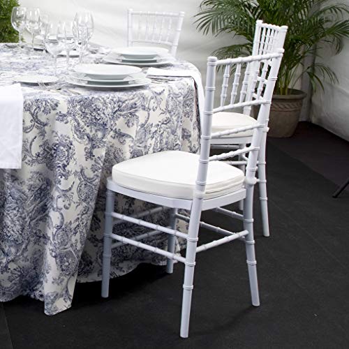 EME 4 Sillas Modelo Chiavari o Tiffany en Color Blanco. Incluye 4 sillas y 4 Cojines. Elegantes para Eventos, apilables y Muy Resistentes.