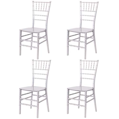 EME 4 Sillas Modelo Chiavari o Tiffany en Color Blanco. Incluye 4 sillas y 4 Cojines. Elegantes para Eventos, apilables y Muy Resistentes.