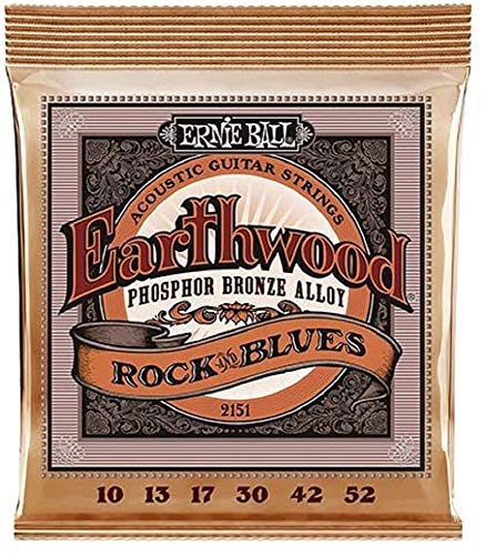 Ernie Ball Earthwood Rock y Blues w/Plain G Cuerdas de guitarra acústica de bronce fosforado - 10-52 Gauge