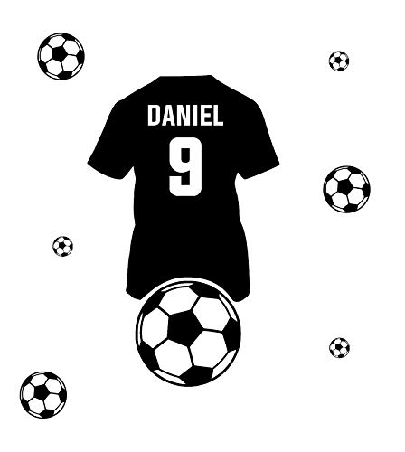 Etiqueta de la pared personalizada Nombre del niño y camiseta de fútbol Etiqueta de la pared de fútbol con el nombre de un niño Etiqueta de la pared Decoración moderna