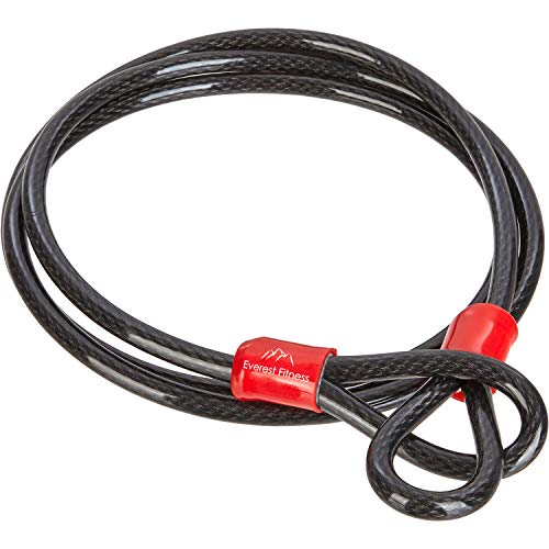 EVEREST FITNESS Cable Antirrobo Universal de Acero Revestido en Plástico, 200 cm - Cuerda de Bucle, Cable de Acero, Candado de Cadena