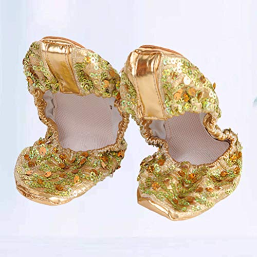 EXCEART Zapatos de Baile de Ballet de Lentejuelas Zapatillas de Punta Zapatillas Zapatillas de Yoga para Niña Mujer Talla L 38-39 Yardas