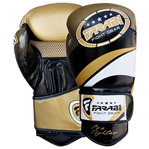 Farabi Boxing Gloves Boxing Gloves for Training Punching Sparring Muay Thai Kickboxing Gloves (Golden, 10Oz)