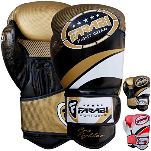 Farabi Boxing Gloves Boxing Gloves for Training Punching Sparring Muay Thai Kickboxing Gloves (Golden, 16Oz)