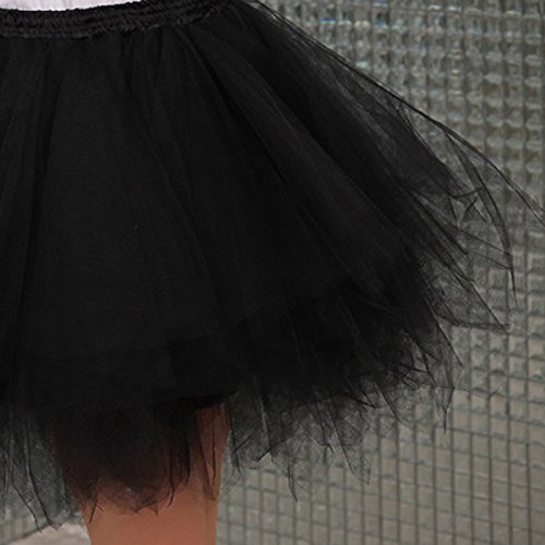 FEOYA Mujer Adultos Falda de Ballet Skirt Princesas Tutú de Tul para Baile Disfraces Fotografía Fiesta Despedida de Soltera Talla Única - Negro