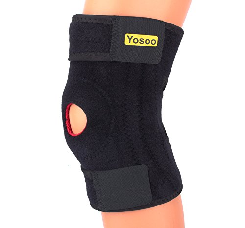 Férula para la rodilla de neopreno, ajustable, con soportes laterales para la estabilización rotuliana, Basic Support, para ejercicio físico, rodillera, color rojo, talla XXL