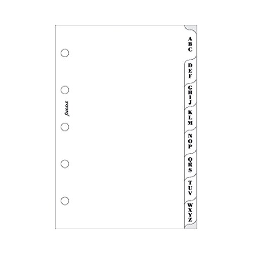 Filofax - Separador para mini archivador (A-Z, 3 letras por pestaña), color blanco
