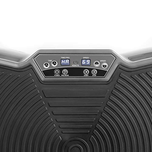 FITFIU Fitness PV-100 Plataforma vibratoria oscilante color Gris con potencia de 400w y 9 programas, Incluye cuerdas elásticas, adecuada para adelgazar con vibración y ejercicios musculares