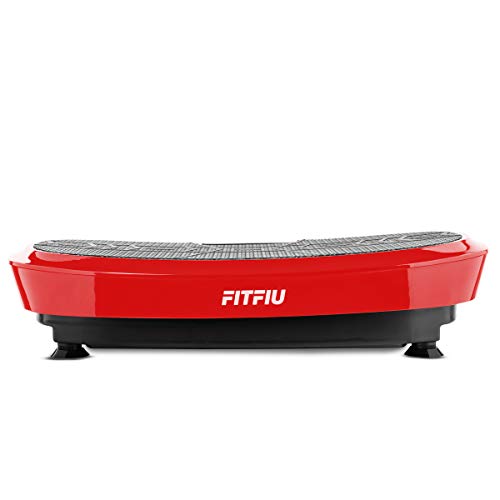 FITFIU Fitness PV-200 Plataforma vibratoria fitness con movimiento oscilante 3D color Rojo, potencia de 1000w, con cuerdas elásticas y base antideslizante, Plataforma de entrenamiento completo