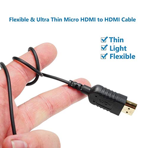FOINNEX Cable HDMI Micro HDMI Flexible & Delgado 1 Metros, Cable Micro HDMI a HDMI Normal Ultra Thin para Gimbal, GoPro Hero, Canon Camera, Soportes Ultra HD 4K@60Hz, 2K, 3D, Ethernet, ARC, HDR