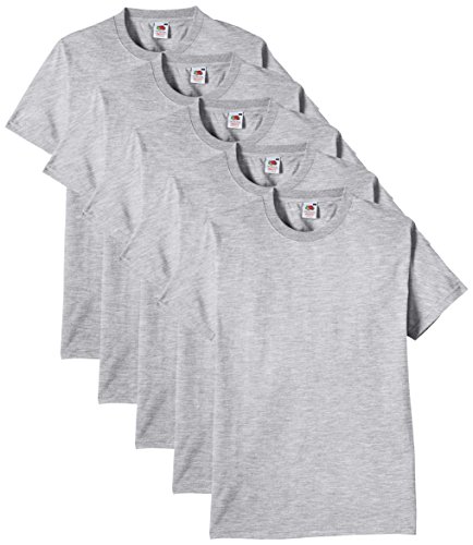 Fruit of the Loom Heavy Cotton tee Shirt 5 Pack Camiseta, Gris (Heather Grey), X-Large (Pack de 5) para Hombre