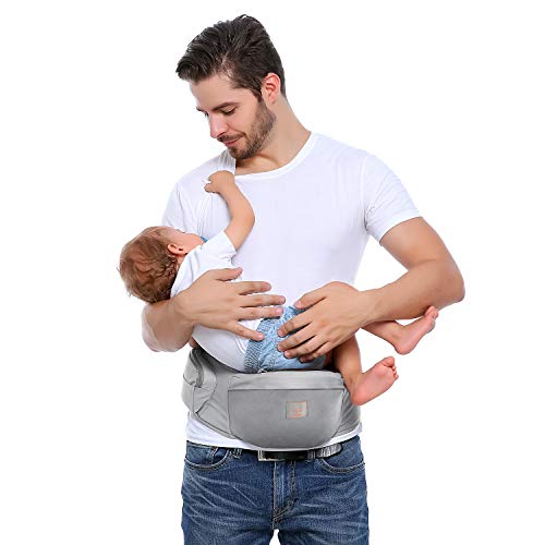 GAGAKU Portabebé Taburete de Cintura para Bebé 0-36 Meses Recién Nacido - Gris
