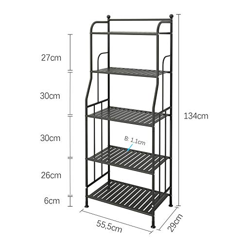 GHQME Estantería de pie para cargas pesadas, con 5 estantes, de metal, para cocina, baño, para flores (negro, 5 estantes)