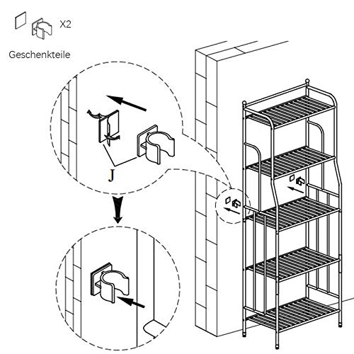 GHQME Estantería de pie para cargas pesadas, con 5 estantes, de metal, para cocina, baño, para flores (negro, 5 estantes)