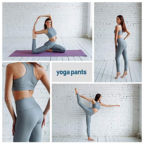 Gimdumasa Pantalón Deportivo de Mujer Cintura Alta Leggings Mallas para Running Training Fitness Estiramiento Yoga y Pilates GI188 (Gris azul, XS)