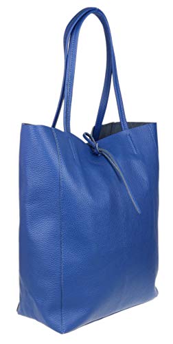 Girly Handbags Tapa Abierta bolso de cuero genuino (Azul Real)
