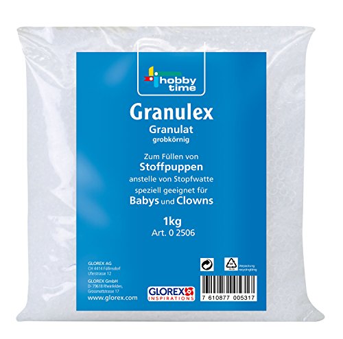 Glorex Granulex 0 2506 - Granulex grueso, 1 kg, relleno de grano grueso, para rellenar muñecas y peluches, lavable