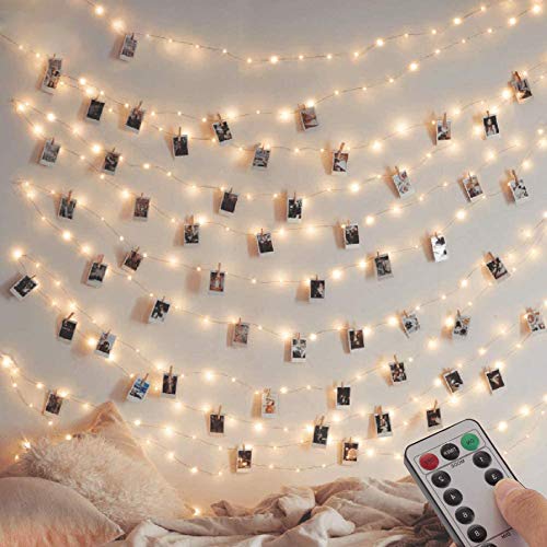 Guirnalda de luces de hada, 120 LED, 12 m, 8 modos, enchufe USB, luces alimentadas, impermeables, para exterior/interior, con temporizador remoto para dormitorio, fiesta, boda, Navidad (blanco cálido)