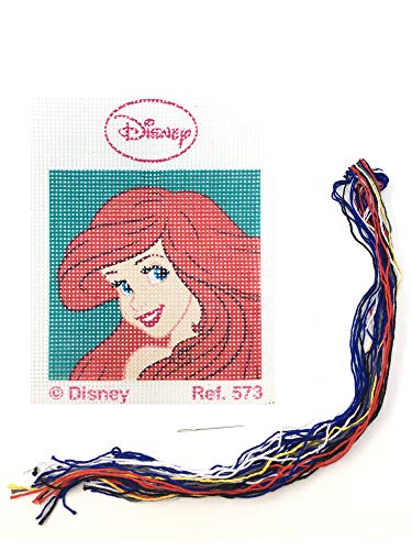 Haberdashery Online Kit Medio Punto para niños, 18 x 15 cms. Colección Princesas Disney -Sirenita Modelo 573