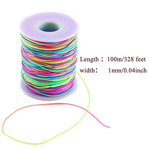 Hilo Elástico Cuerda ManYee 100M 1mm Redondo de Cordón Elástico de Color para DIY Abalorios Pulsera Collar