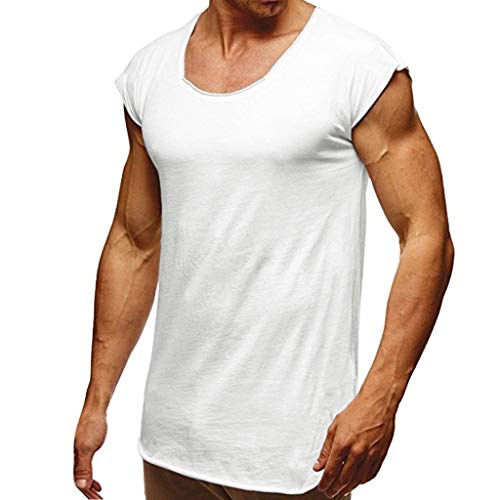 Hombres Casual O-Cuello Deporte Suelto Llanura Camiseta de Manga Corta Parte Superior Blusa