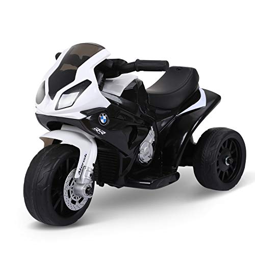 HOMCOM Compatible para Electric Motobicicleta para Niños 18-36 Meses con Faros Música Batería de 6V Negro BMW S1000RR