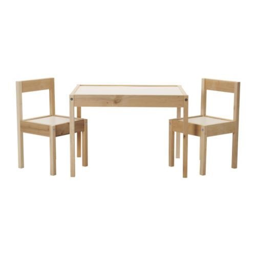 Ikea LATT-Mesa Infantil con 2 sillas, Color Blanco, Pino, Beige, Table with 2 Chairs