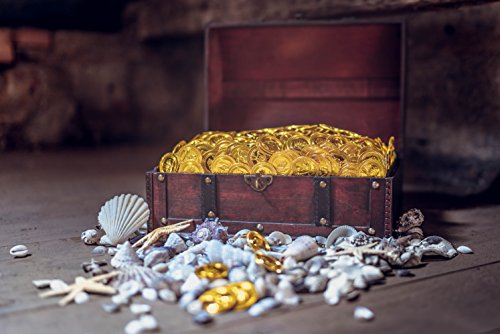 Infinimo Cofre del tesoro – Cofre de madera, cofre pirata, caja de regalo, con tapa y candado con llave, 30 x 20 x 15 cm
