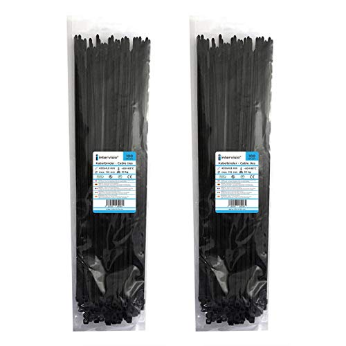 intervisio Bridas de Plastico Grandes 430mm x 4,8mm Largas para Cables, Negro, 200 Piezas