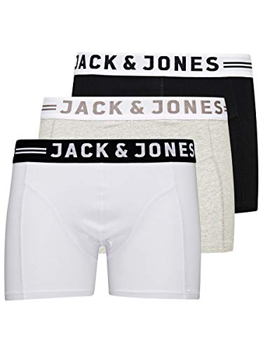 JACK & JONES SENSE TRUNKS 3-PACK Bóxer, Gris (Light Grey Melange), Large (Pack de 3) para Hombre