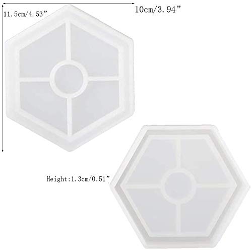 Jcevium 8 paquetes de posavasos hexagonales de silicona con forma de resina de resina de epoxi para fundir con resina, hormigón y cemento.