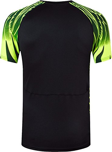 jeansian Hombres Deportes Wicking Quick Dry Respirable Corriente Training tee T-Shirt Sport Tops LSL229 Black S