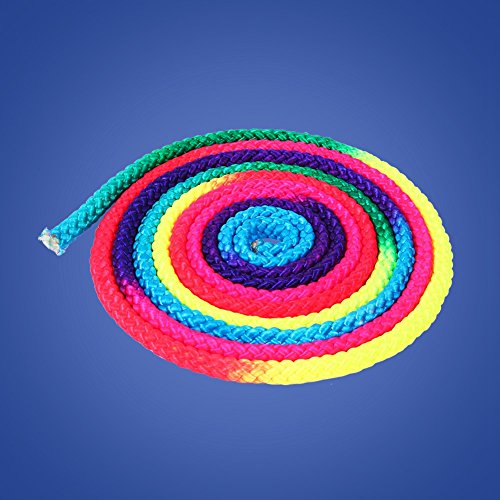 Keenso Cuerda para Jugar Gimnasia Artística, Cuerda de Color Arcoíris de Nylon de 2.8 m, Material de Entrenamiento para Gimnasia