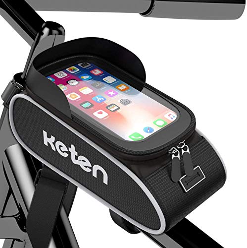 Keten Bolsa Bicicleta Manillar, Bolsa Impermeable Manillar con Pantalla Táctil, Parasol, Funda para Bicicleta de Gran Capacidad para iPhone Samsung y Otros Teléfonos de Menos de 6.5"