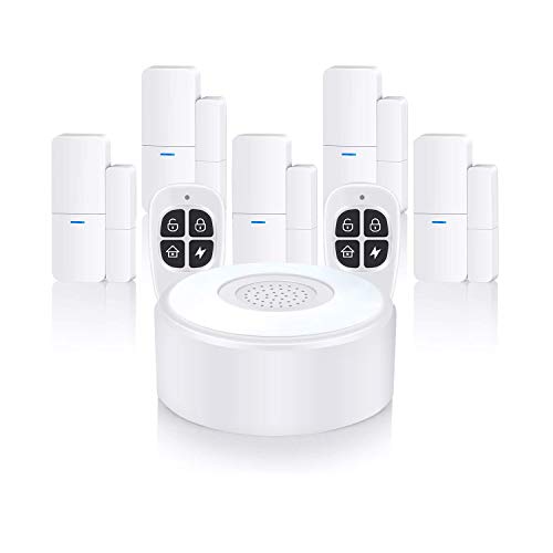 Kit Alarmas para casa WiFi Sistema Completo con 1 Sirena 5 Sensor de Puerta y 2 mandos a Distancia Alarma de Ventana de Puerta Alarma de aplicación a través de la Red móvil by AGSHome