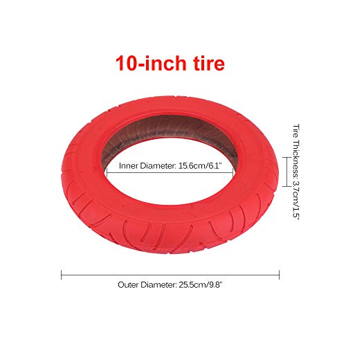 Konesky Neumático para Patinete Electrico, Reforma de DIY 10 Pulgadas Ruedas de Reemplazo Antideslizamiento Scooter Eléctrico Compatible con Xiaomi M365 (2 Pieces Rojo)