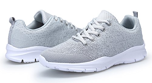 KOUDYEN Zapatillas Deportivas de Mujer Hombre Running Zapatos para Correr Gimnasio Calzado Unisex,XZ746-W-grey-EU39