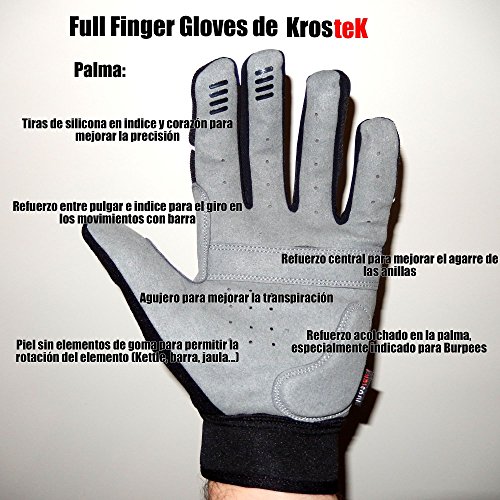 KrosteK Par de Guantes Full Fingers Entrenamiento Funcional (XS) - Guantes de Dedo Largo para Evitar los Callos. Entrenamiento Funcional.