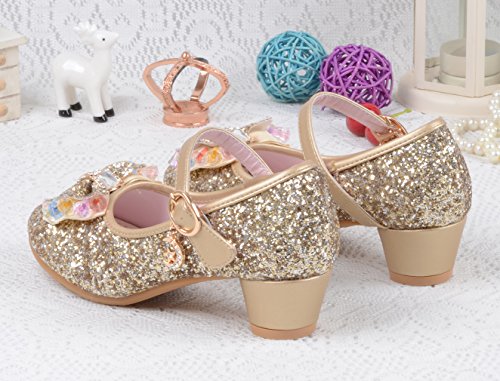 La Vogue Zapatos Zapatilla con Lentejuela Para Niña Princesa Fiesta Dorado Color 29/Longitud Interior 19CM