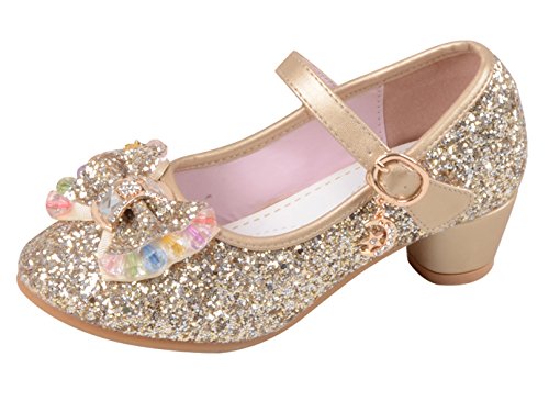 La Vogue Zapatos Zapatilla con Lentejuela Para Niña Princesa Fiesta Dorado Color 29/Longitud Interior 19CM