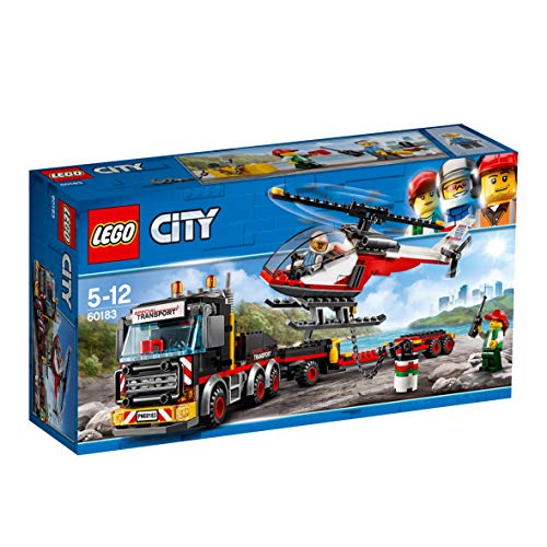 LEGO City Great Vehicles - Camión de Transporte de Mercancías Pesadas, Juguete de Construcción con Helicóptero para Niños y Niñas de 5 a 12 Años, Incluye Minifiguras (60138)