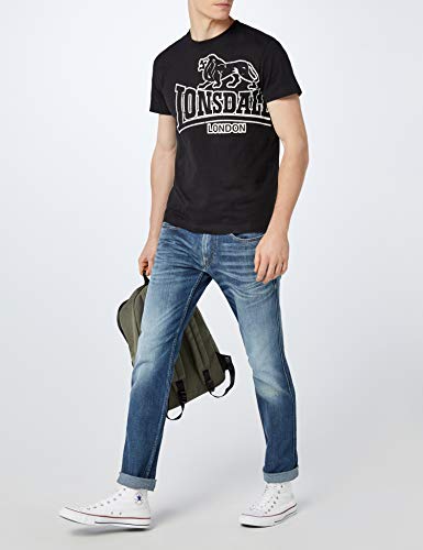Lonsdale Langsett - Camiseta de manga corta para hombre, color negro, talla L