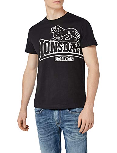 Lonsdale Langsett - Camiseta de manga corta para hombre, color negro, talla L