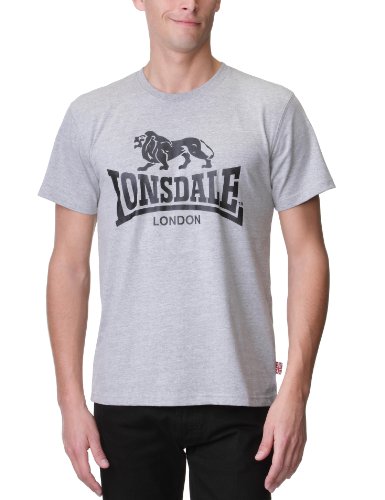 Lonsdale T-Shirt Logo Camiseta, Gris (Steingrau), Large para Hombre