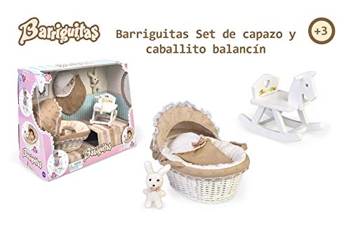los Barriguitas- Set de capazo, Caballito balancín y Accesorios para bebé (Famosa 700015558)