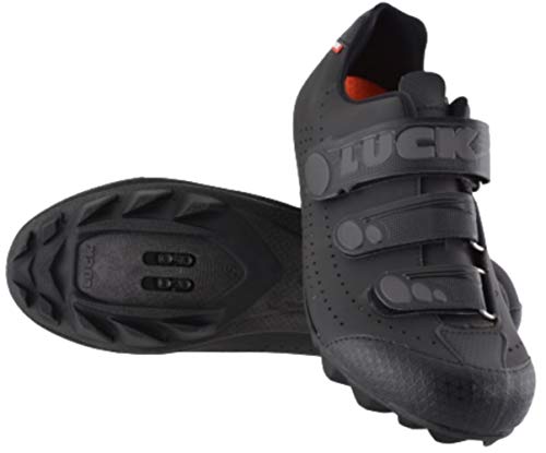 LUCK Zapatillas de Ciclismo Matrix Revolution MTB, con una estupenda Suela de Carbono Muy Ligera y rígida y Triple Velcro para un Ajuste (43 EU, Negro)