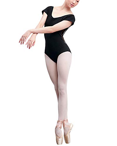 Manga Larga Maillot De Danza Slim Fit Encaje Gimnasia Leotardo Clásico Ballet Para Niñas Mujer Dx Negro M