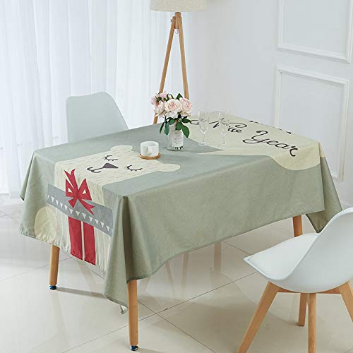 Mantel rectangular con diseño de alce de muñeco de nieve y árbol de Navidad manteles rectangulares en tela decoracao para la cubierta de la mesa del hogar A2 135x160cm